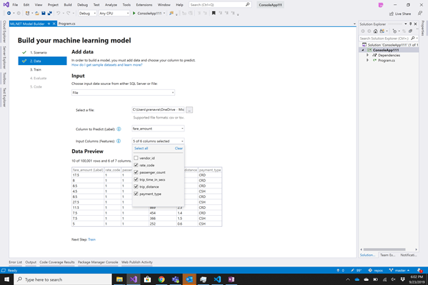 ml.net model builder