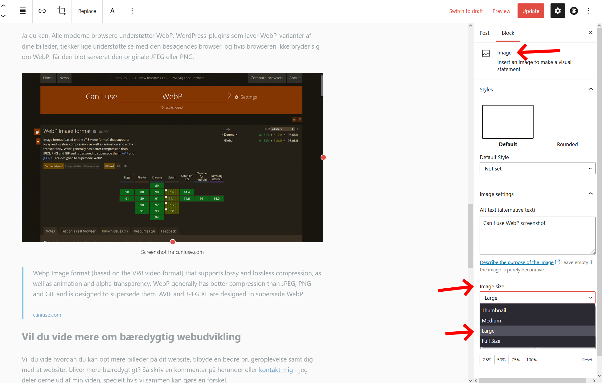 Add Medium Large and other thumbnail sizes to the Image Block drop down ...
