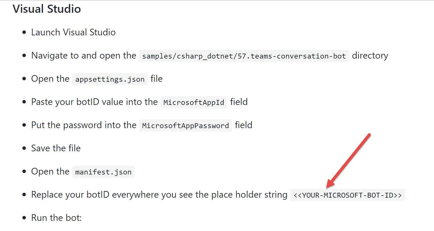 [bug bash] not clear that the microsoft bot id in the teams manifest ...