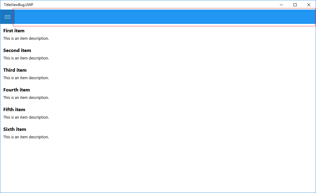 titleview - uwpbug