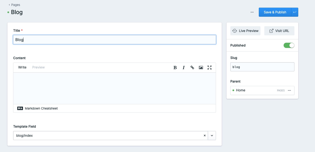 Screenshoot - Google Chrome - Blog ‹ Pages ‹ Collections ‹ Statamic