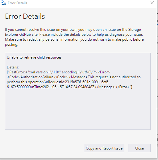 Request is not authorized to perform this operation · Issue 4559