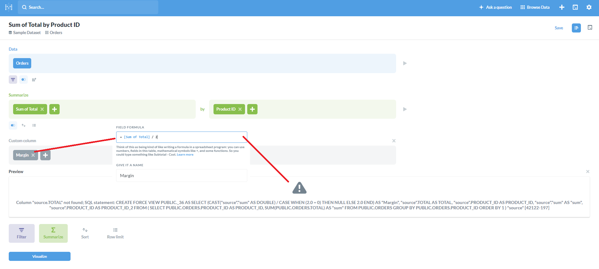 Custom column after a simple query fails, creates faulty SQL · Issue ...