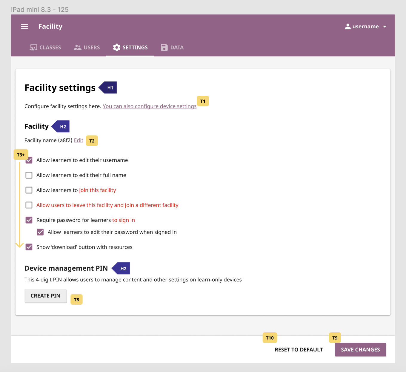 Facility Settings Updates: PIN setup · Issue #9789 · learningequality ...
