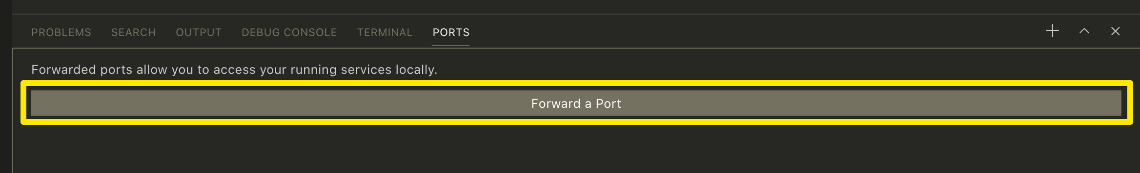 Ports view - horizontal 'welcome'/forward ports button is unpleasant ...