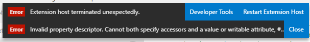 Extension Host Restart doesn't close messages from previously crashed ...