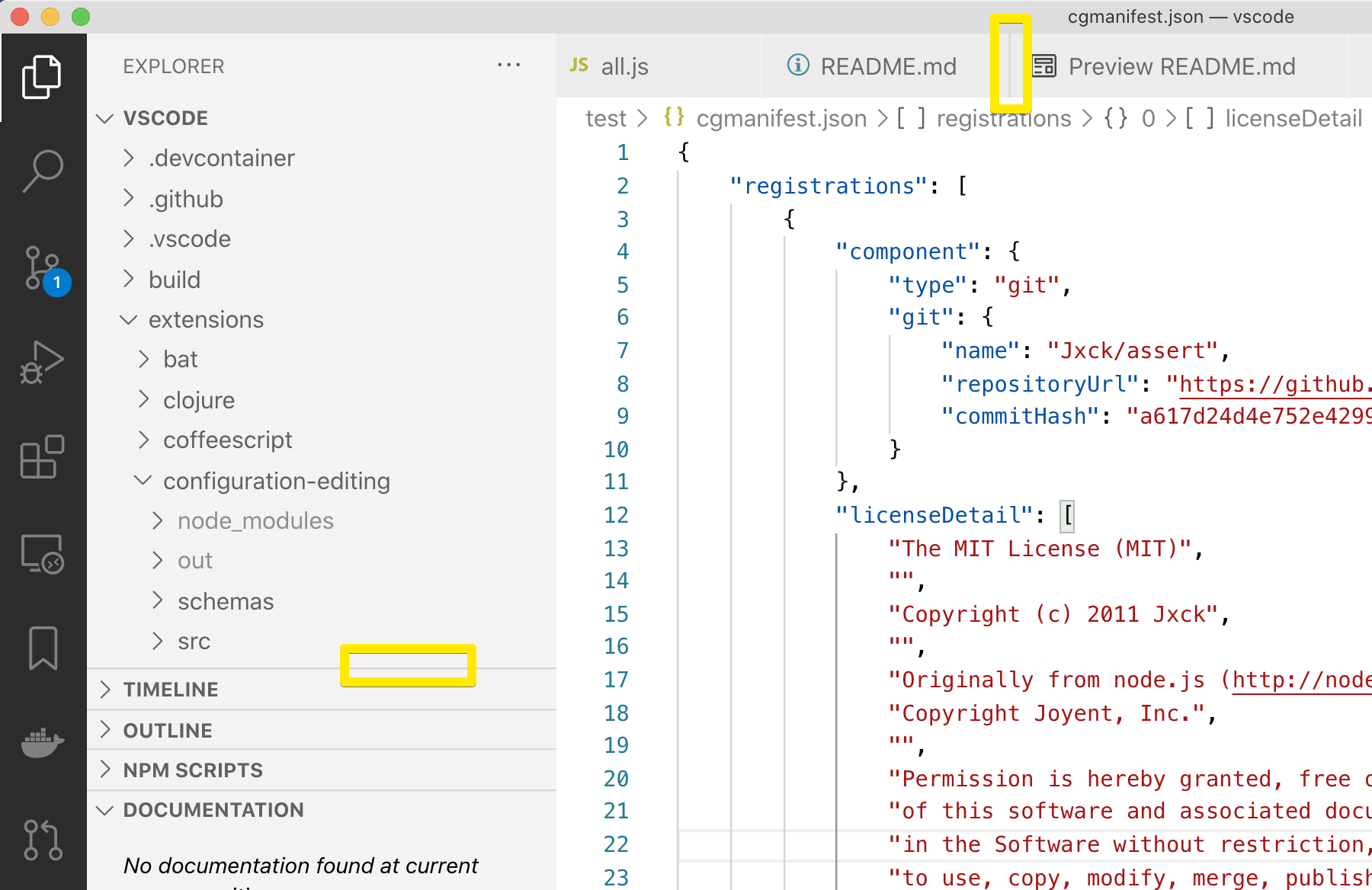 Light+ theme use same grey for pinned tab separators as for view