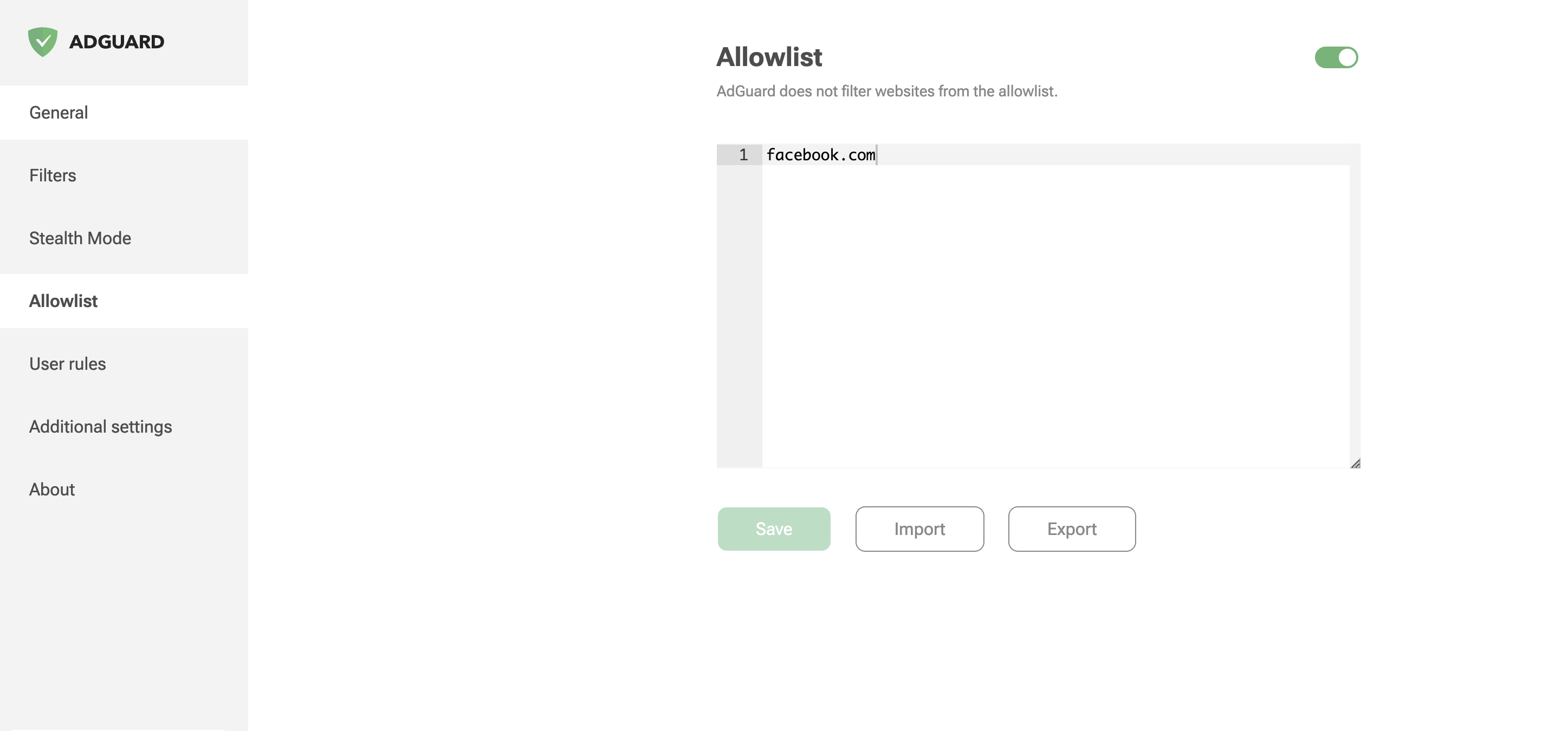 Adding websites to the allow list does not work. · Issue #2221 ...