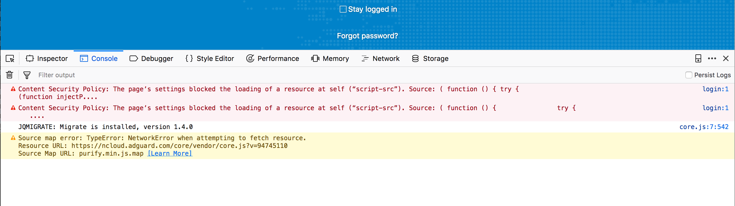 Ncloud csp doesn t allow to execute scripts in firefox issue 1104