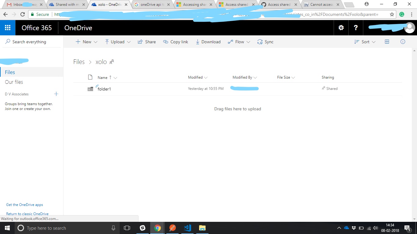 access shared folder onedrive business with webdrive