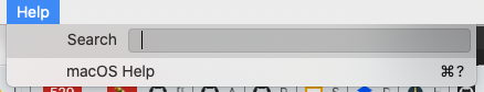 a screenshot of the Help menu, where the accelerator is shown as command-questionmark