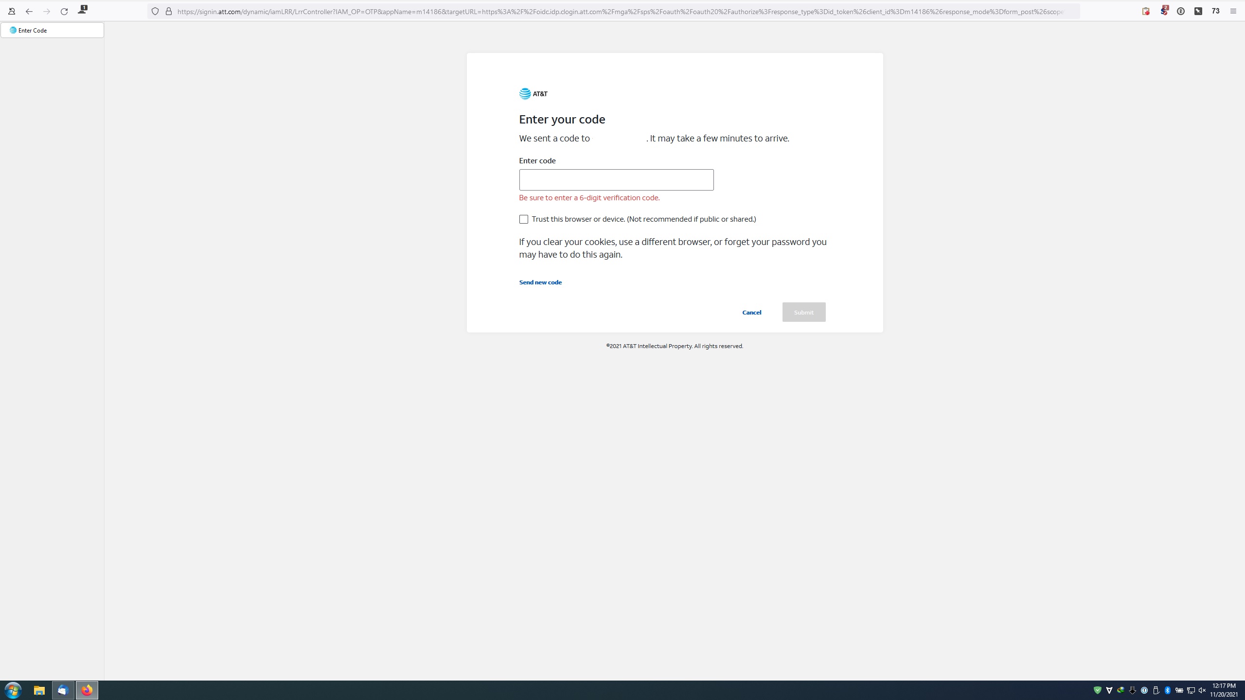 [SUPPORT] No matter what I do I can't get the AT&T website to keep the ...
