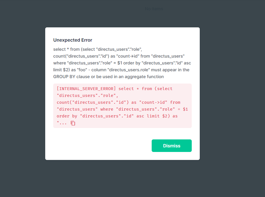 Roles - error on clean installation 9.1.1 · Issue #10055 · directus ...