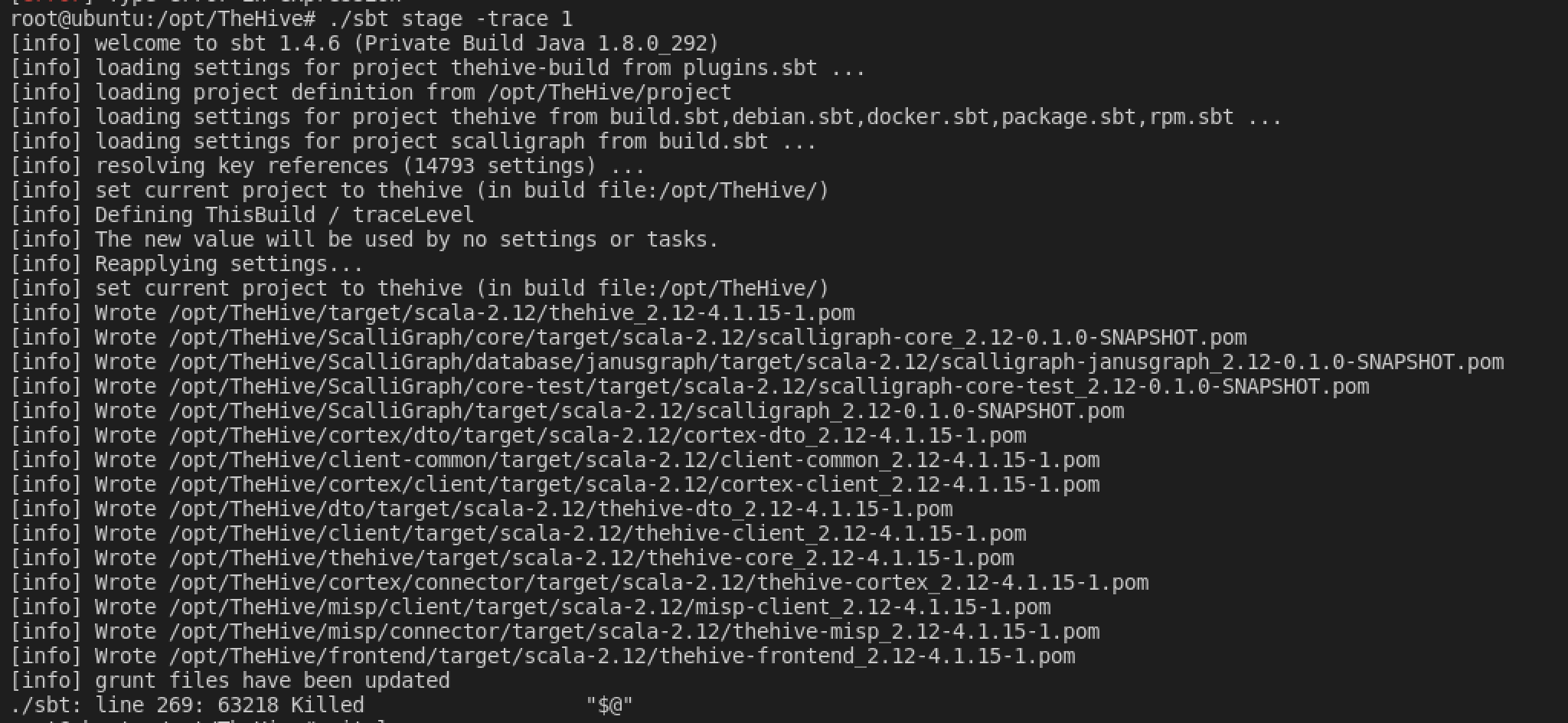 [Bug] ./sbt: line 269: 63218 Killed · Issue #2284 · TheHive-Project ...