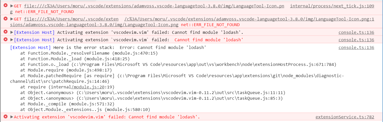 Cannot find module 'lodash' · Issue #2444 · VSCodeVim/Vim · GitHub