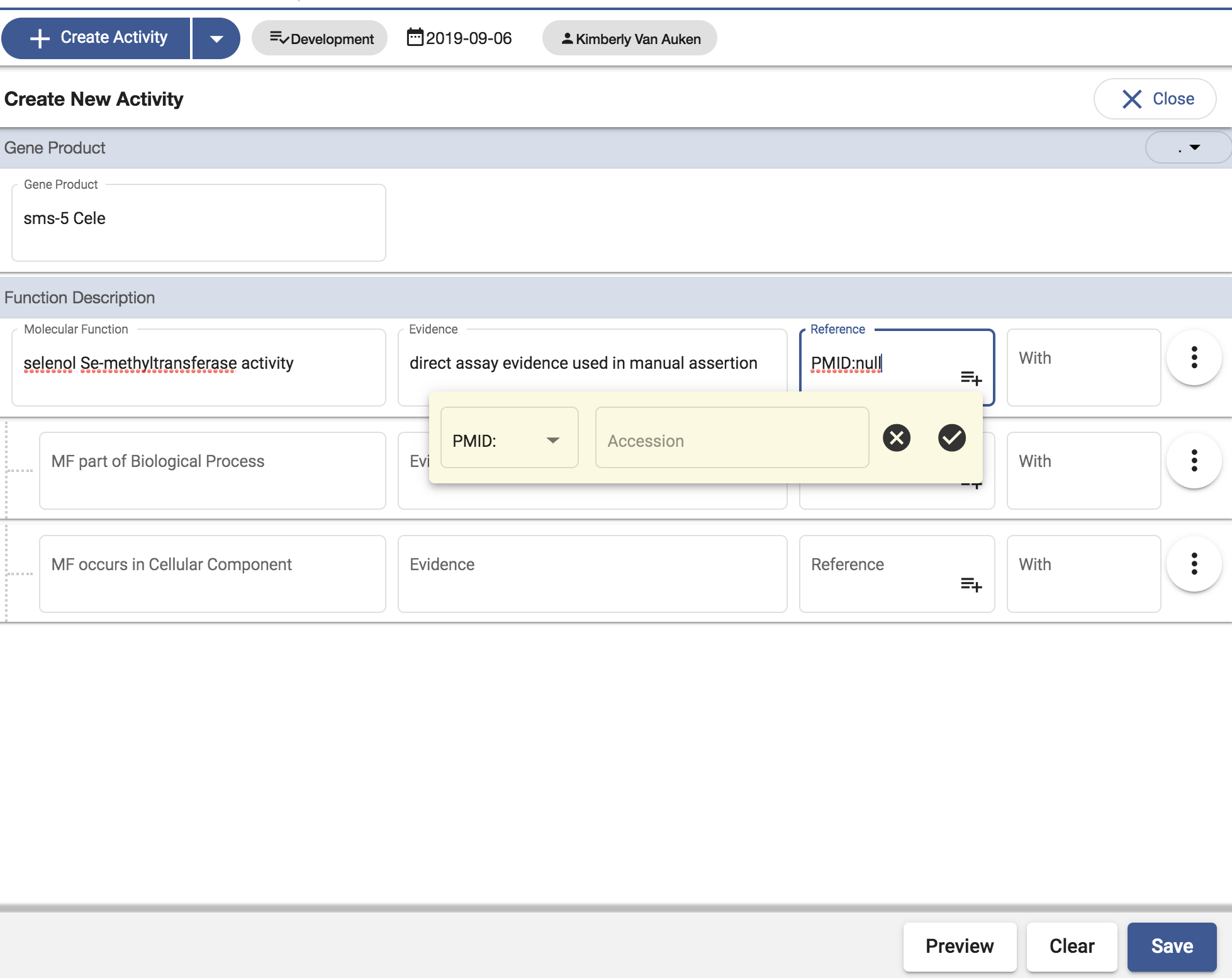 Split reference field out into two sections: db prefix and id number ...