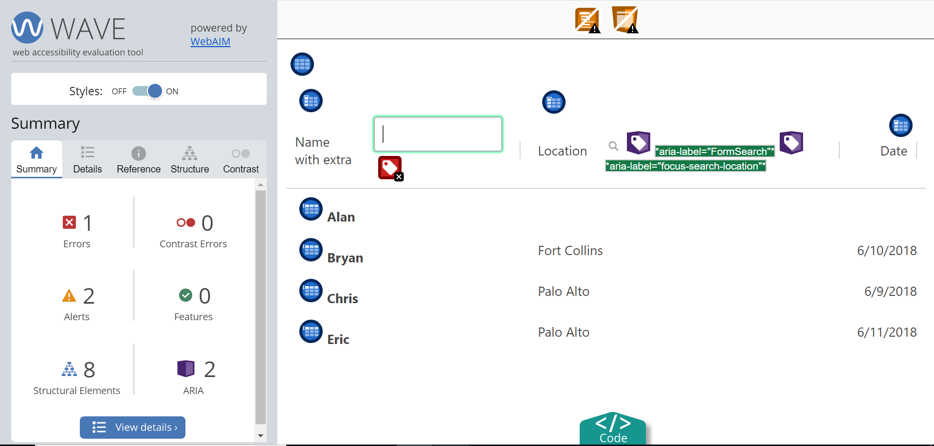 Accessibility error in Grommet data table search box cell · Issue 4347