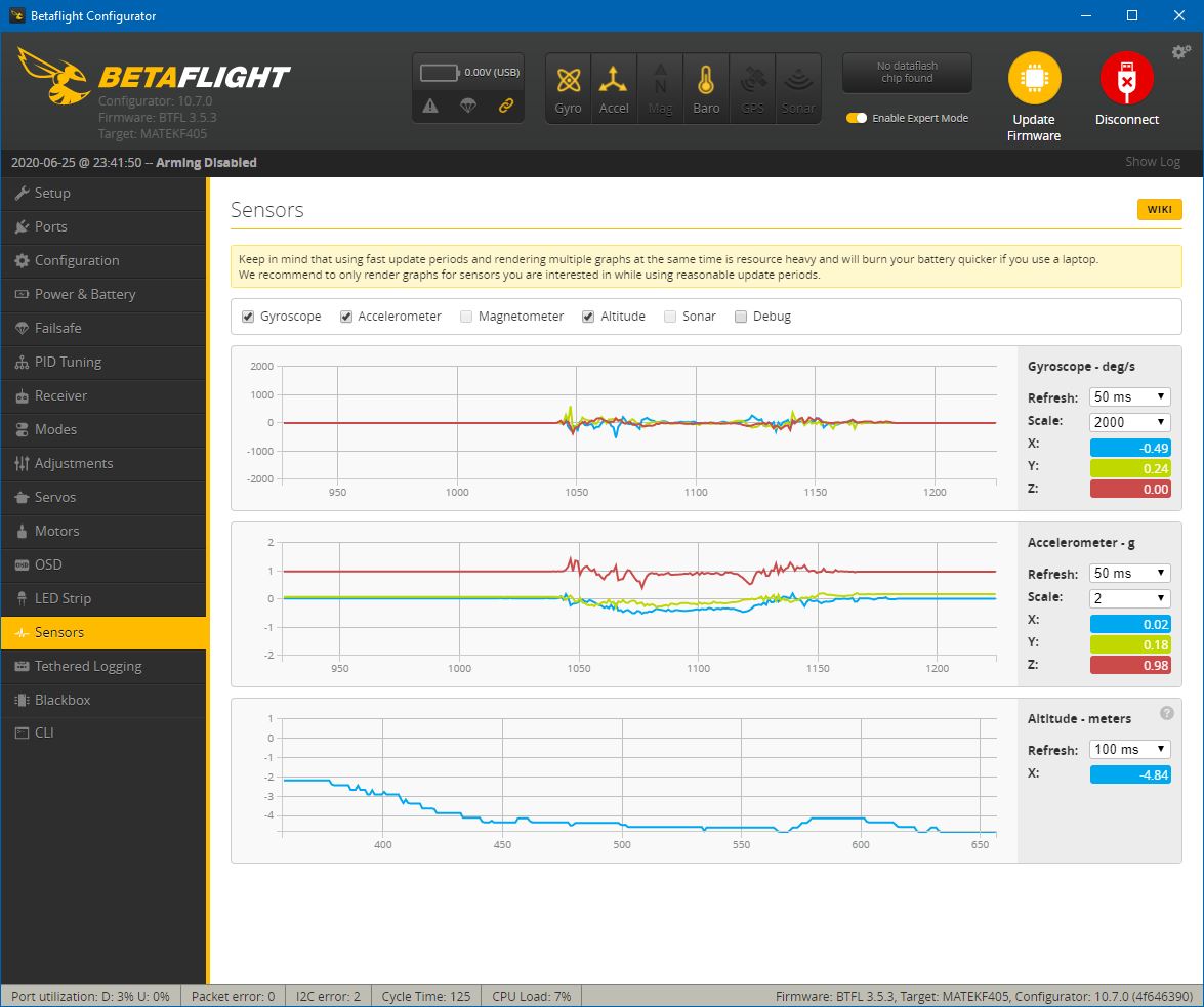 Only barometer OR LEDs working Matek F405STD BF 4.2.0 · Issue