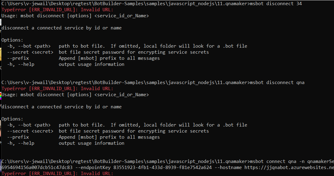 msbot connect qna command fails if .bot file already contains a qna