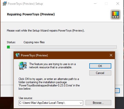 Unable to run repair: Missing resource. · Issue #7123 · microsoft ...