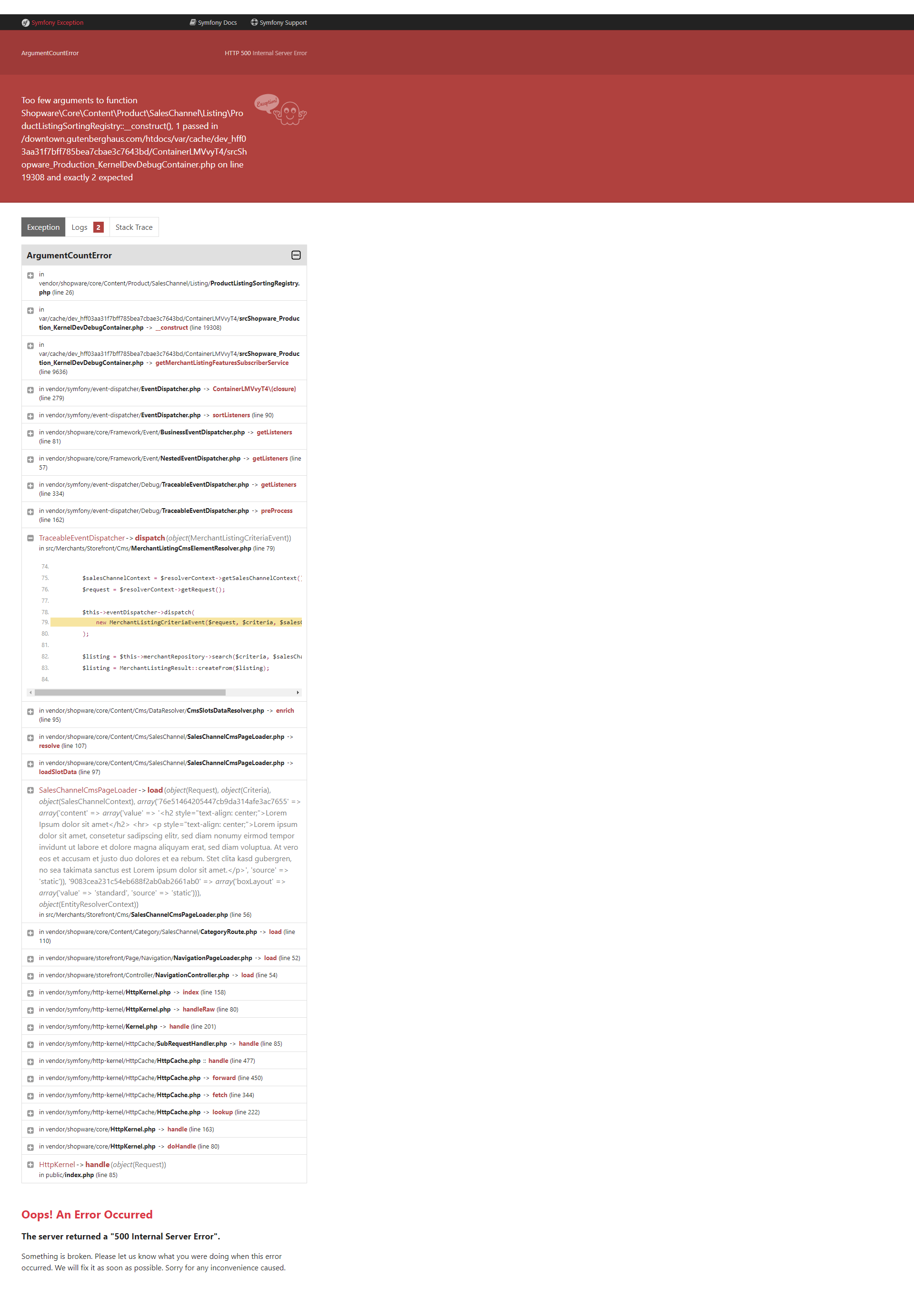 Merchant CMS Listing Error after Shopware Update · Issue #340 ...