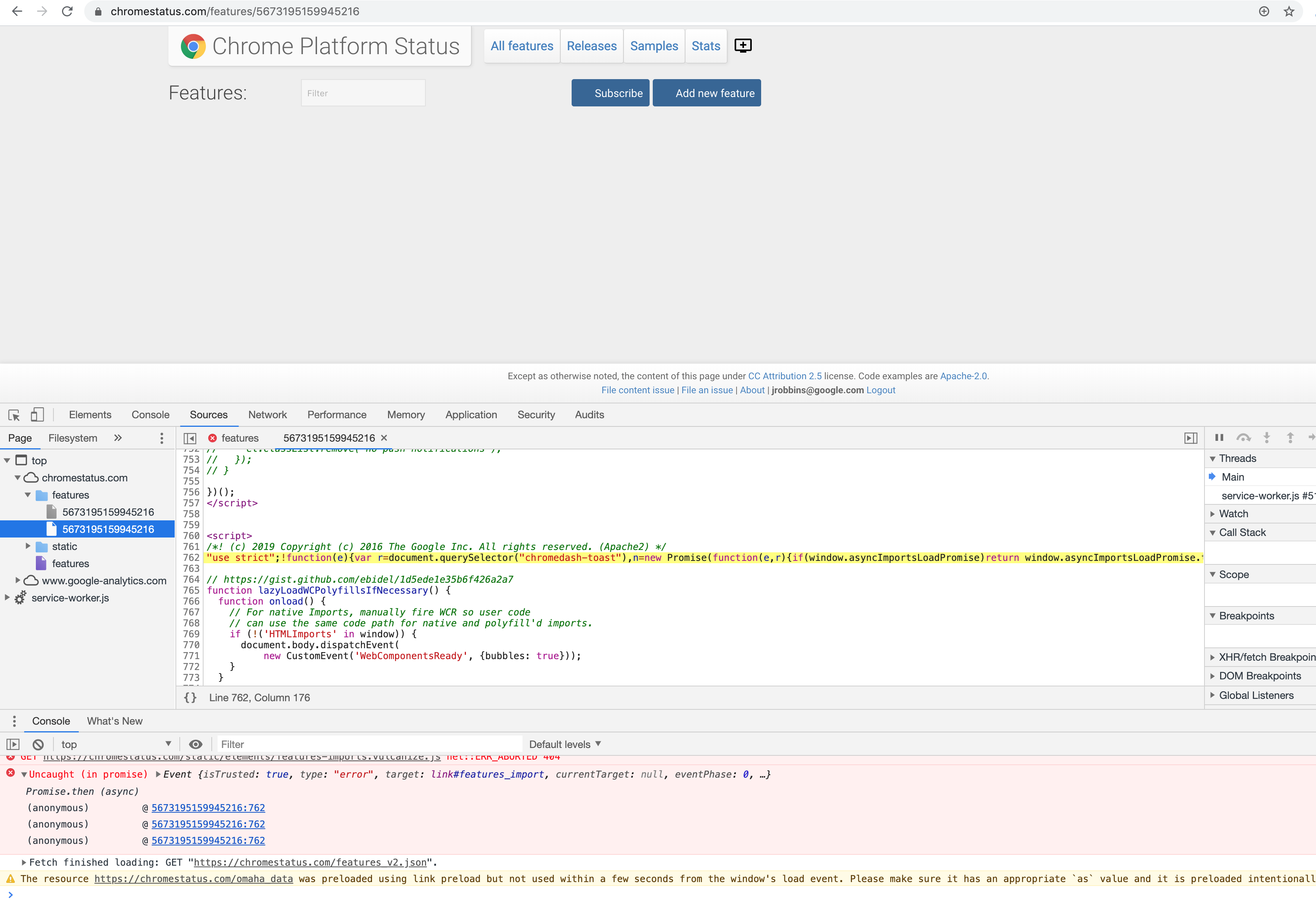 Features page sometimes comes up blank · Issue #737 · GoogleChrome ...