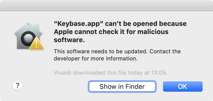 Warning from official download