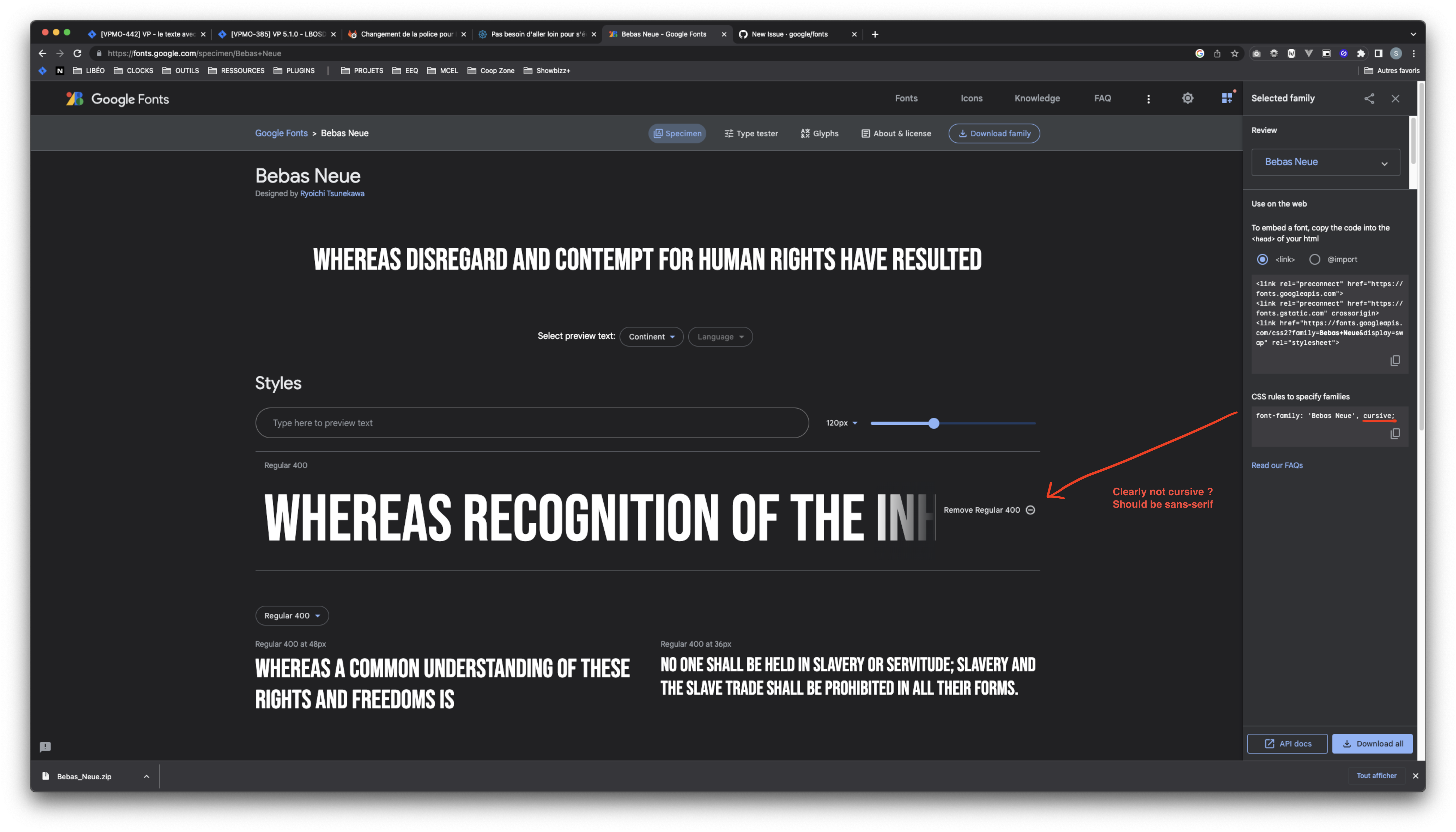 Bebas Neue incorrect fallback. Cursive instead of sans-serif · Issue ...