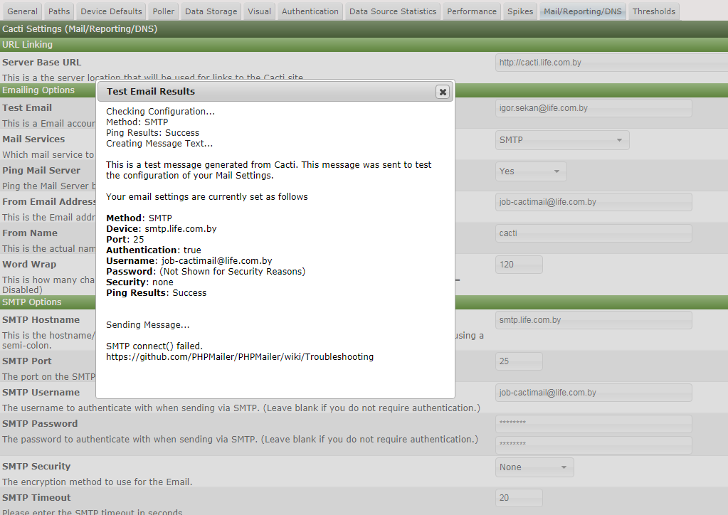 Cacti 1.1.28 SMTP mail issue · Issue #1155 · Cacti/cacti · GitHub