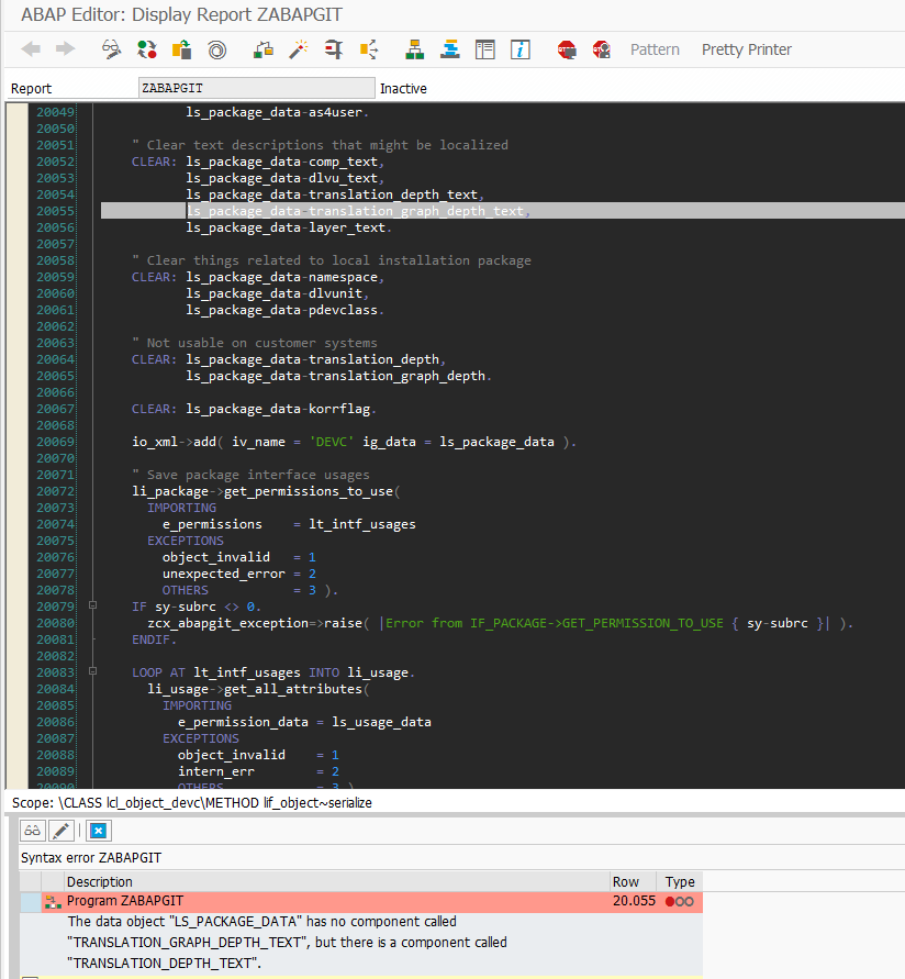 Syntax error in 7.31 - no component called "TRANSLATION_GRAPH_DEPTH ...
