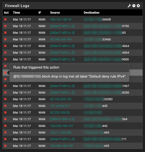 Pfsense Log firewall log widget: indicate FW rule that triggered the action · Issue ...