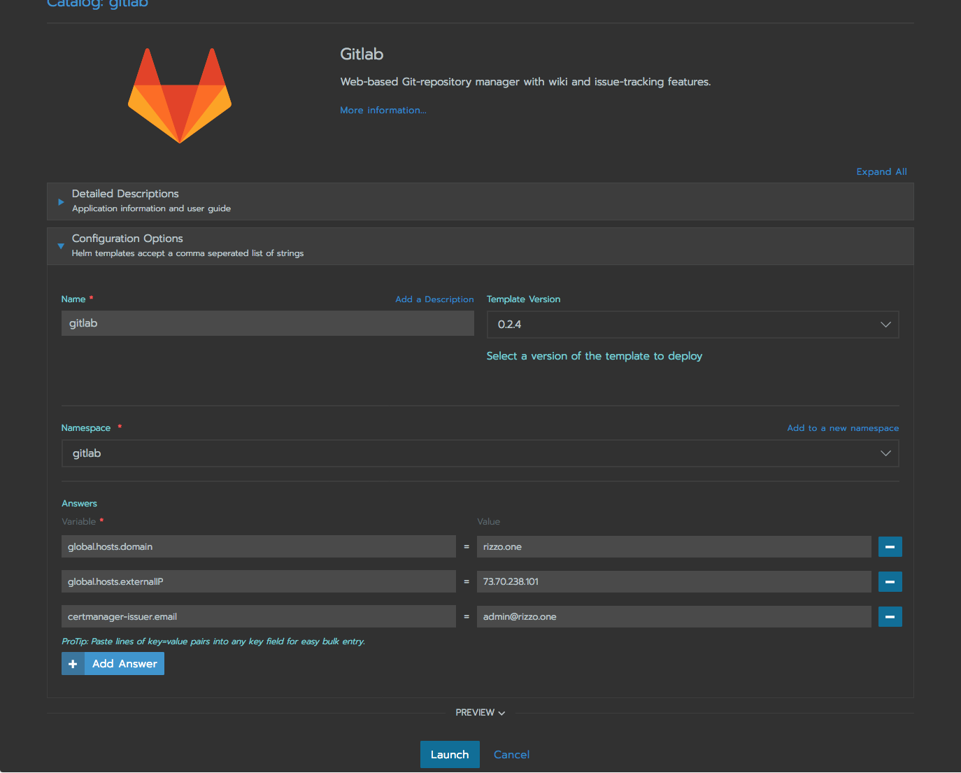 Helm Catalog answers not added correctly, subcharts not working · Issue