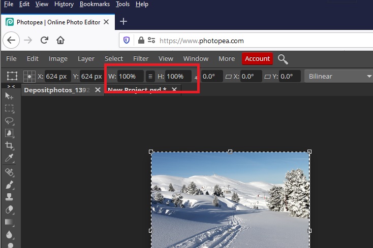 Scale Command Photopea How to scale down to xx.xx% · Issue #2069 · photopea/photopea · GitHub