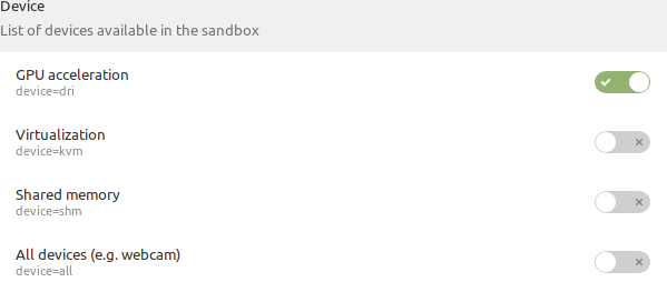 Set program Device preferences using Flatseal