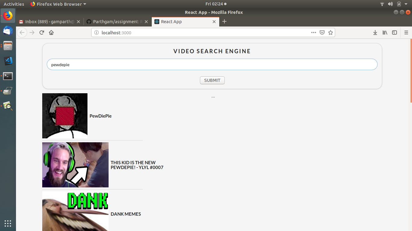 GitHub - Parthgam/VideoSearchReactApp: React Video Search App