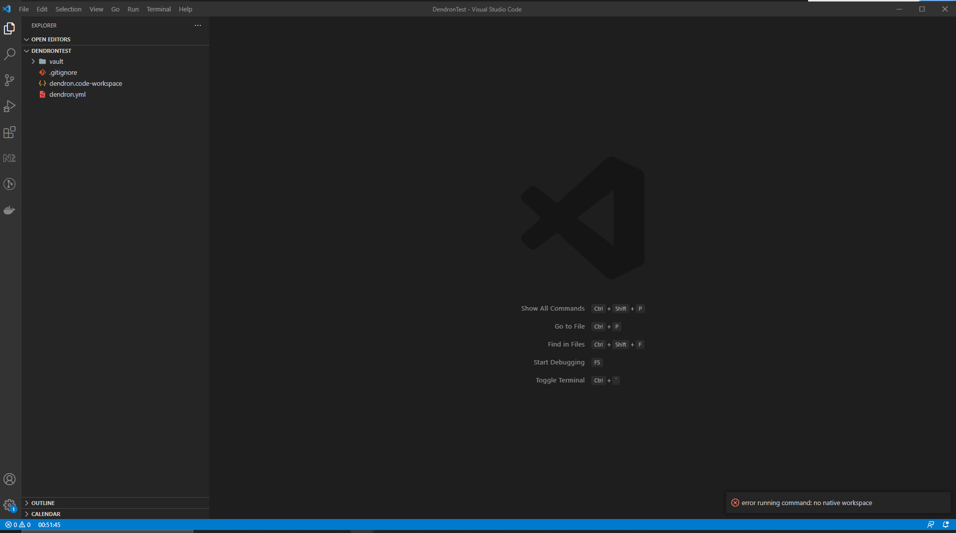 Error Running Command No native workspace · Issue 1314 · dendronhq