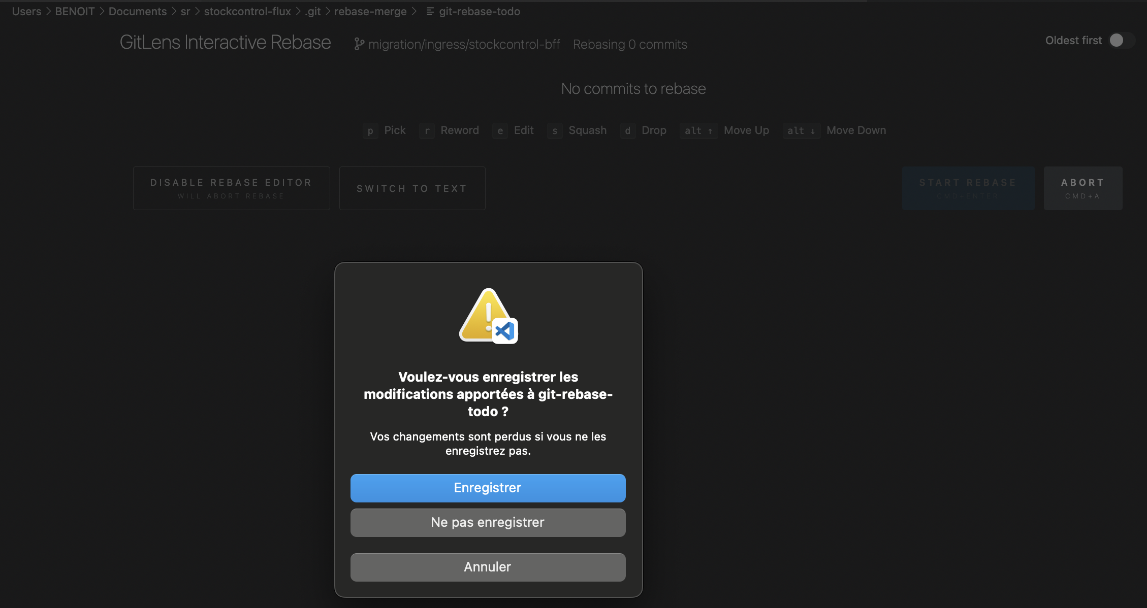 VSC GitLens's rebase UI fails loading interactive rebase performed