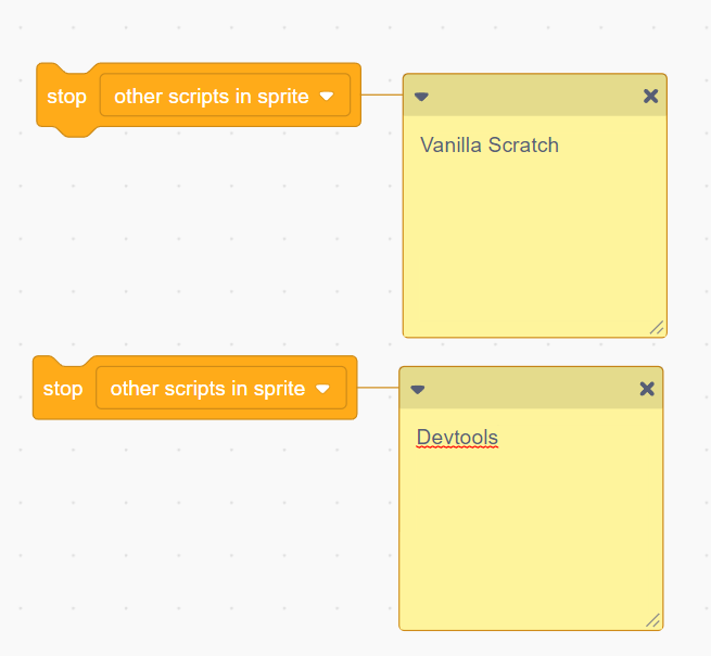 editordevtools creates the "stop other scripts in sprite" block