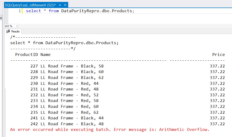 Data purity corruption does not throw error. · Issue 1073 · microsoft