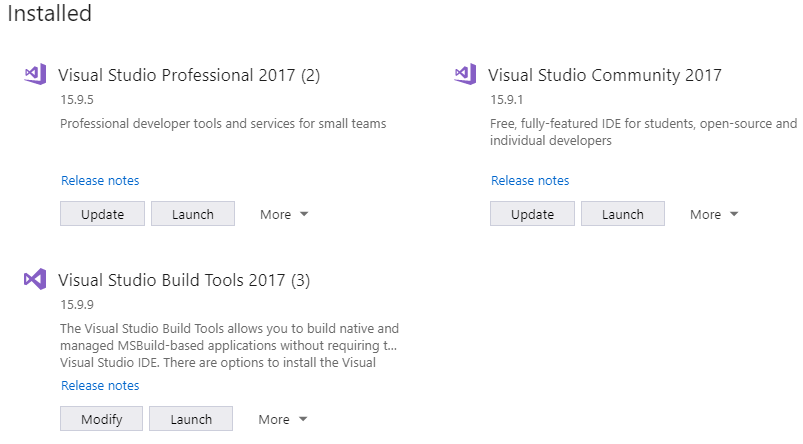 cannot install microsoft visual studio 2017 in windows 10