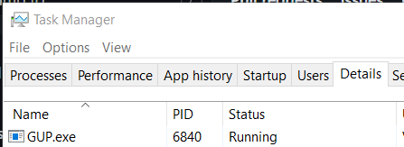Notepad++ update dialog (GUP.exe) is running even after closing ...