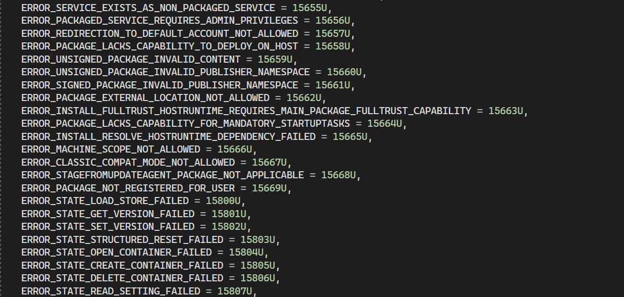 Missing error codes in WIN32_ERROR enum. · Issue #1311 · microsoft ...