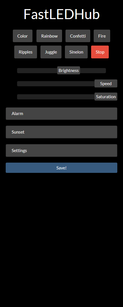 FastLEDHub web app screenshot
