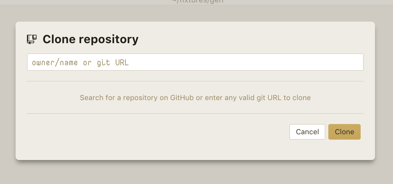 clone dialog, empty search