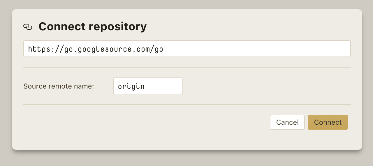 connect dialog, non-GitHub