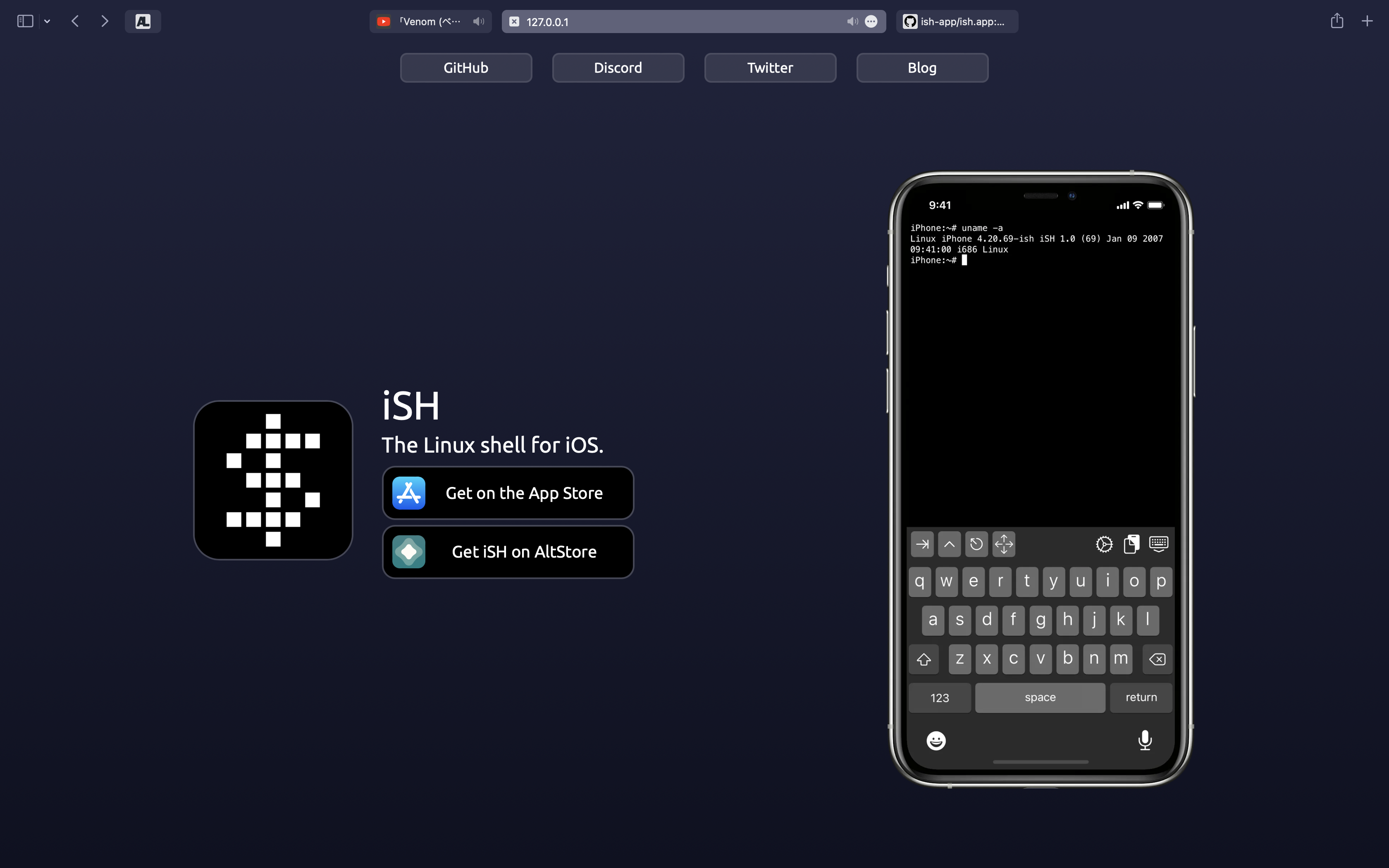 Screenshot of the updated landing page