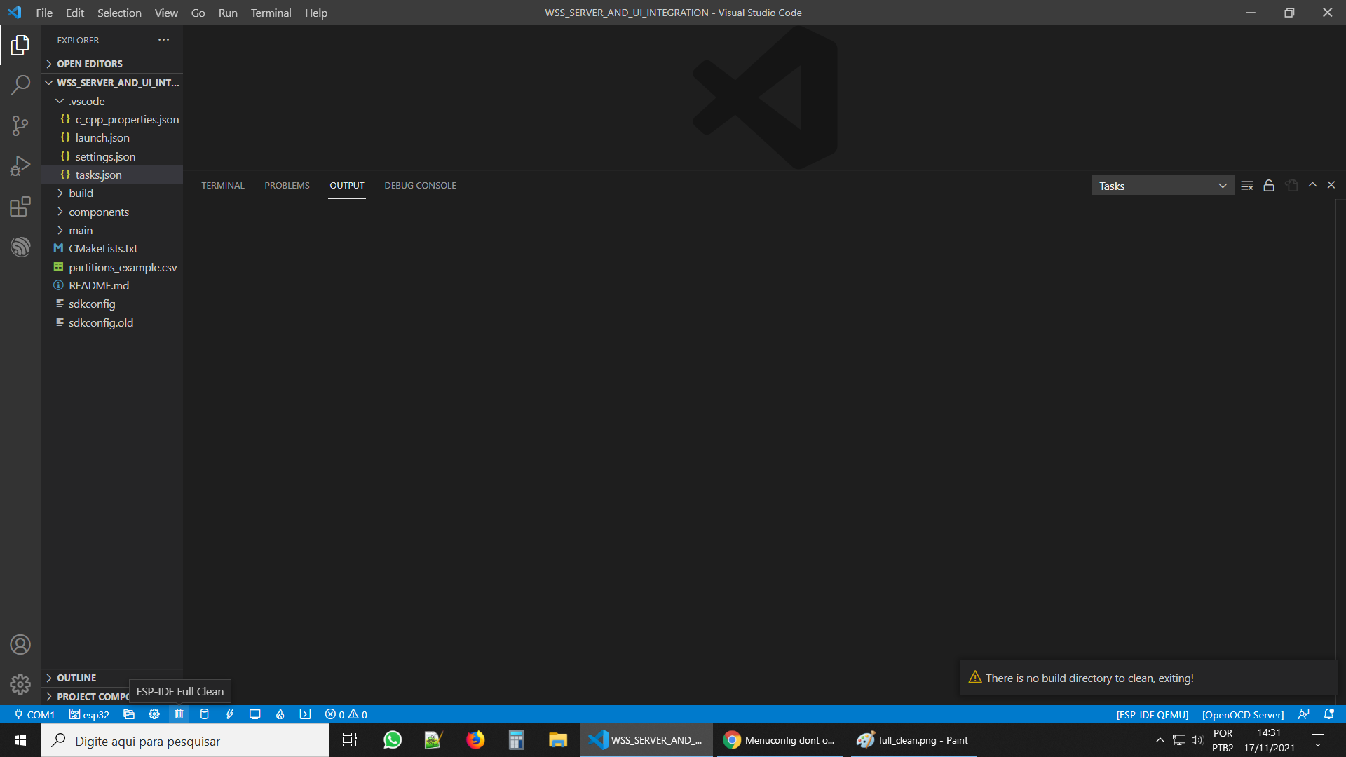 Menuconfig dont open (VSC-789) · Issue #574 · espressif/vscode-esp-idf ...