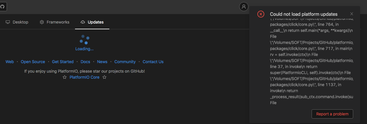 Improve platform update error management through GUI · Issue #2594 ...