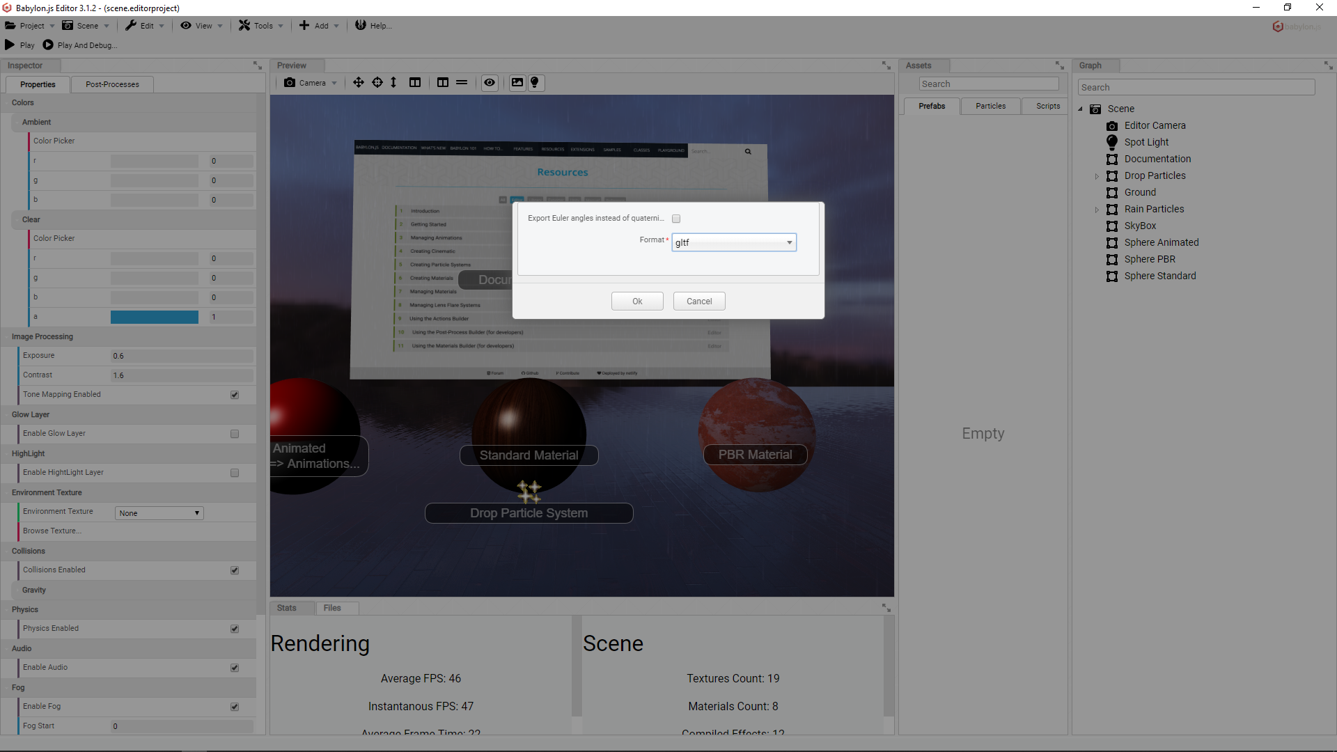 Never ending proccess when saving default scene to GLTF · Issue #144 ...