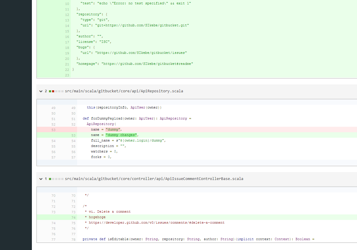 JSON files break the diff UI · Issue #2503 · gitbucket/gitbucket · GitHub